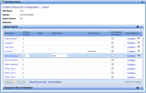Fuel import setup